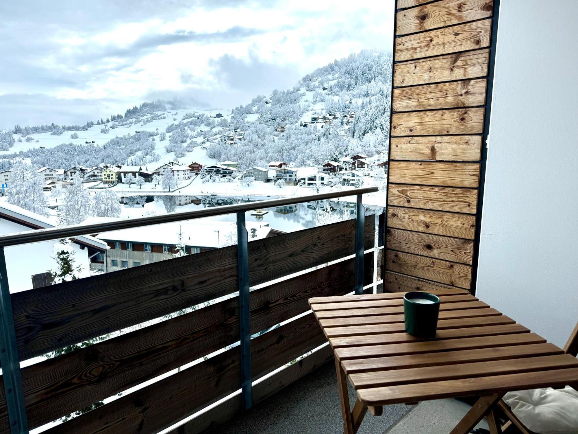 Studio Mit See- Und Bergblick Laax Exteriér fotografie